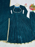 Designer Padded Gown on Heavy Velvet Fabric With Real mirror & Lace work - women's fashion mart