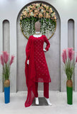 Designer Suit On Faux Georgette fabric - women's fashion mart