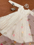 Exquisite Chinnon Gown with Embroidery Work & Organza Tabby Silk Dupatta - women's fashion mart