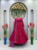 Foux gorgette thread with Sequnce work gawon with soft net dupata - women's fashion mart