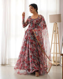 Beautiful Organza Taby Silk Gown With Dupatta