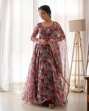 Beautiful Organza Taby Silk Gown With Dupatta